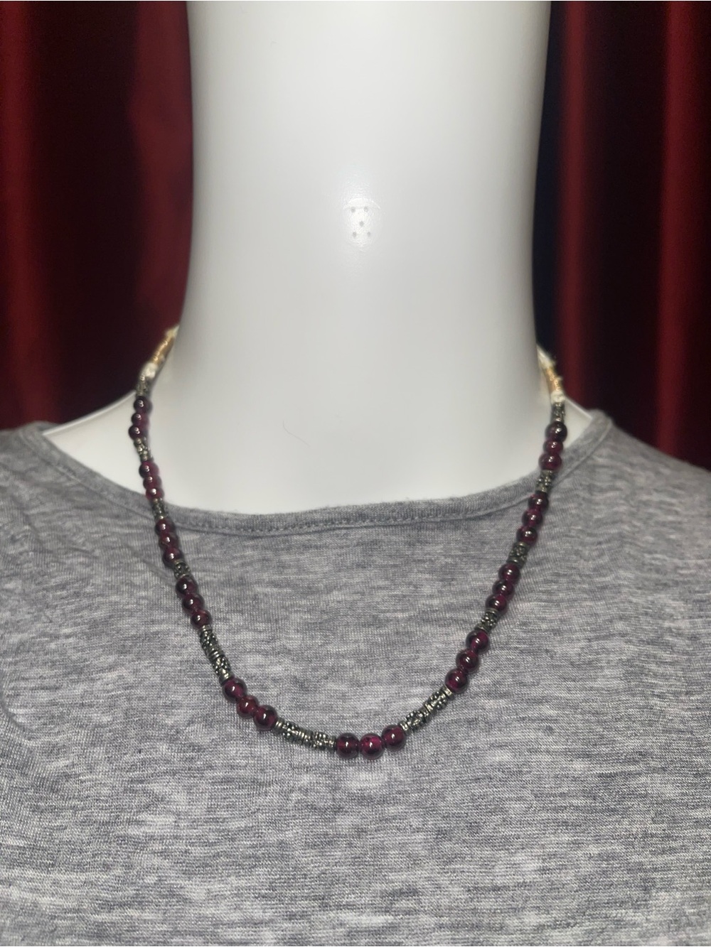 Vintage Beaded Garnet-Tone and Hematite Necklace - Women's Jewelry